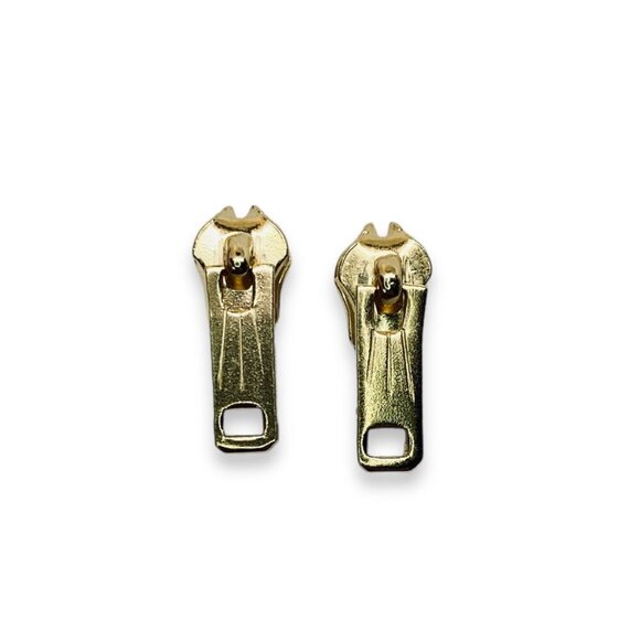 Novelty Zipper Pull Gold Tone Post Earrings - Picture 2 of 3